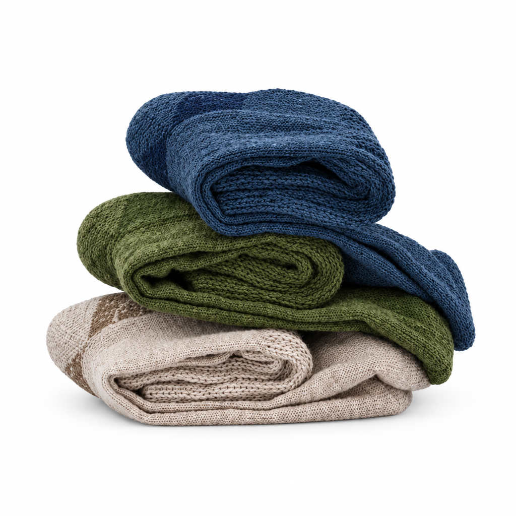 Gefaltete Socken auf weißem Hintergrund
